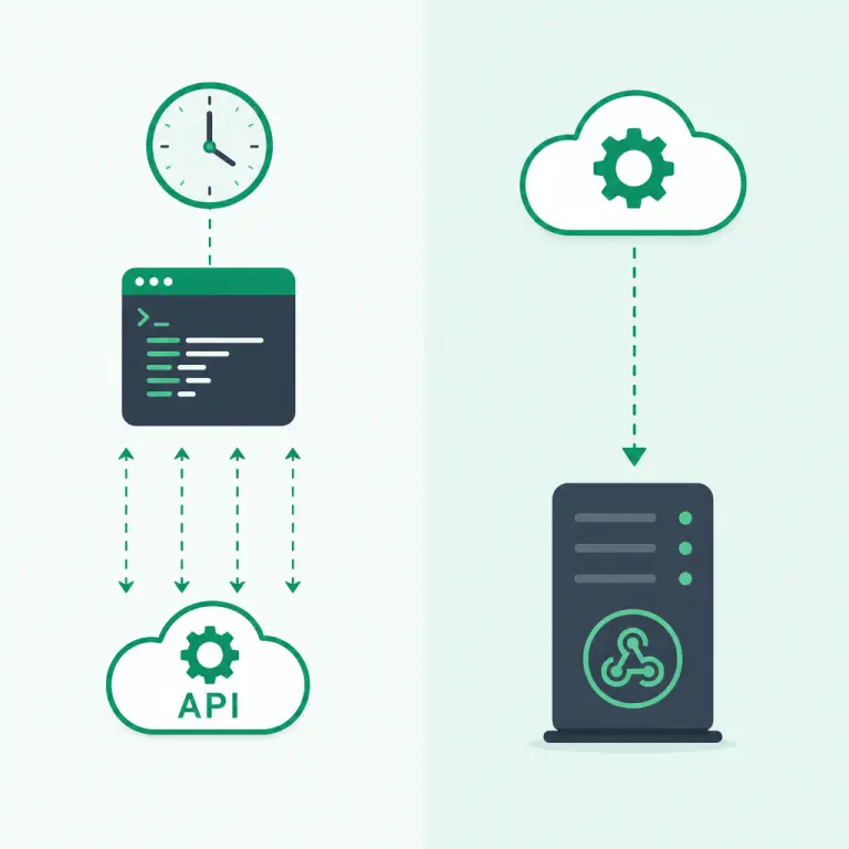 Comparison diagram of polling versus webhook patterns for API monitoring
