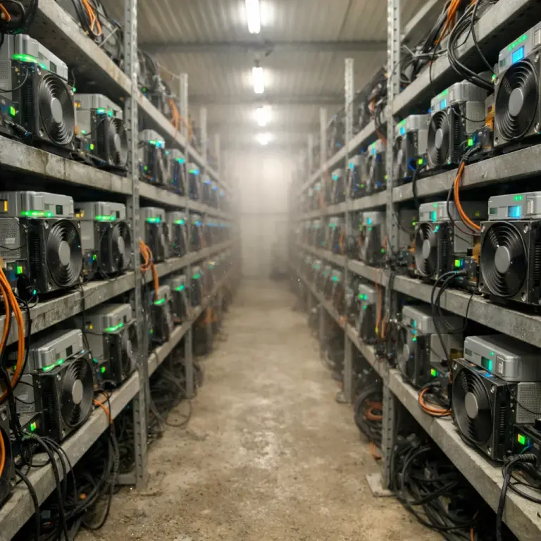 Работающие риги Antminer S21 на объекте NoxHash в Казахстане